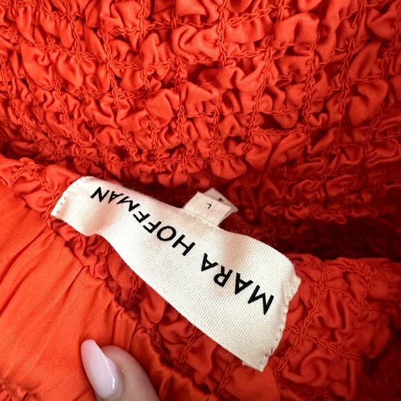 Mara Hoffman Kenza Ruffled Popcorn Smocked Mini Dress Poppy Red - Picture 5 of 5